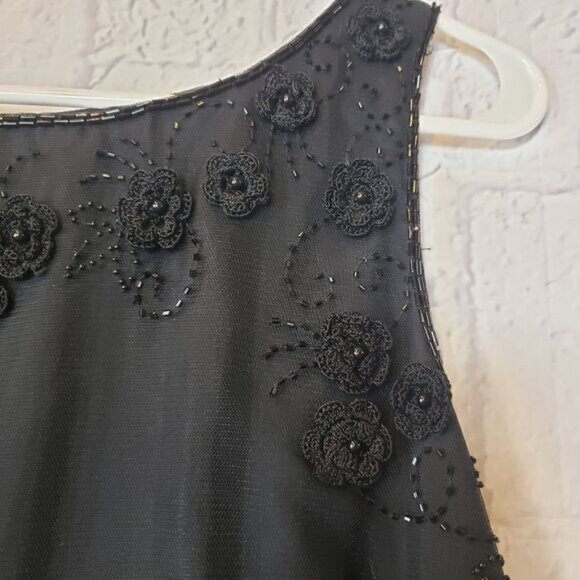 ABS BY ALLEN SCHWARTZ Beaded Floral Sleeveless Cocktail Dress - Picture 7 of 12